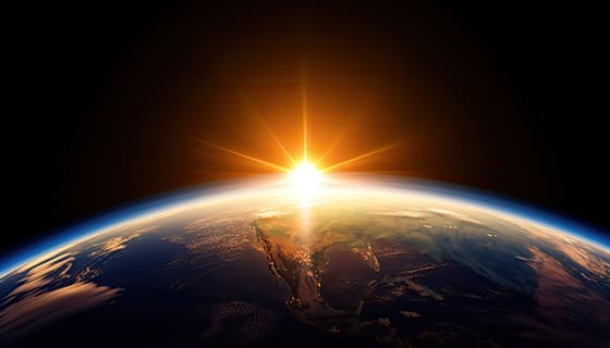 在太空上看地球日出高清图片素材(JPG)
