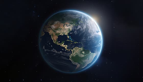太空中完整的圆形蓝色地球高清图片素材(JPG)