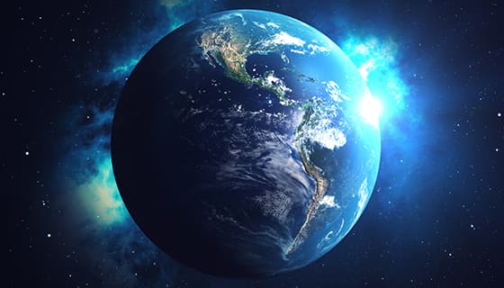 浩瀚宇宙中的蓝色地球高清图片素材(JPG)
