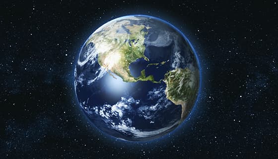 浩瀚宇宙中的蓝色地球高清图片素材(JPG)