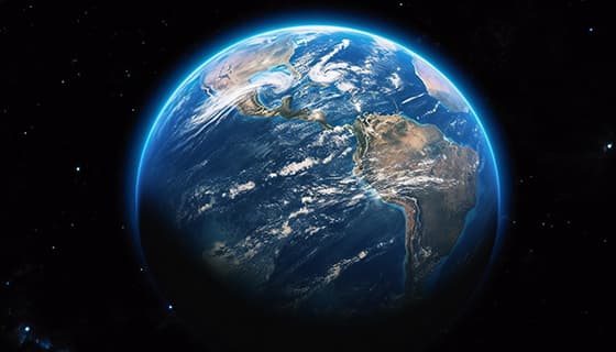 太空中蓝色闪亮的地球高清图片素材(JPG)