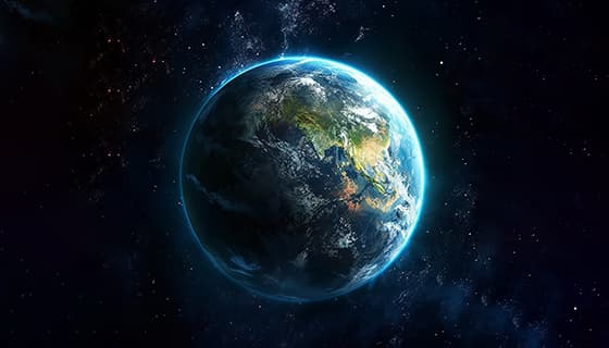 太空中蓝色闪亮的地球高清图片素材(JPG)