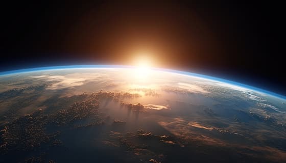从太空上看地球日落高清图片素材(JPG)
