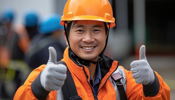双手竖起大拇指的工人高清图片素材(JPG)