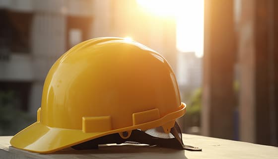 建筑工地上的黄色安全帽高清图片素材(JPG)