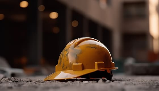 建筑工地上的黄色安全帽高清图片素材(JPG)