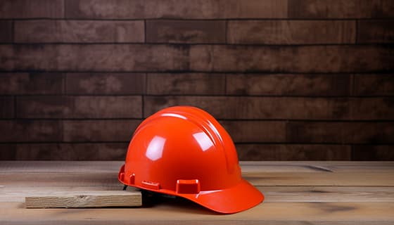 木板上的红色头盔安全帽高清图片素材(JPG)