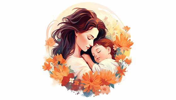 母亲抱着孩子设计母亲节插画图片素材(JPG)