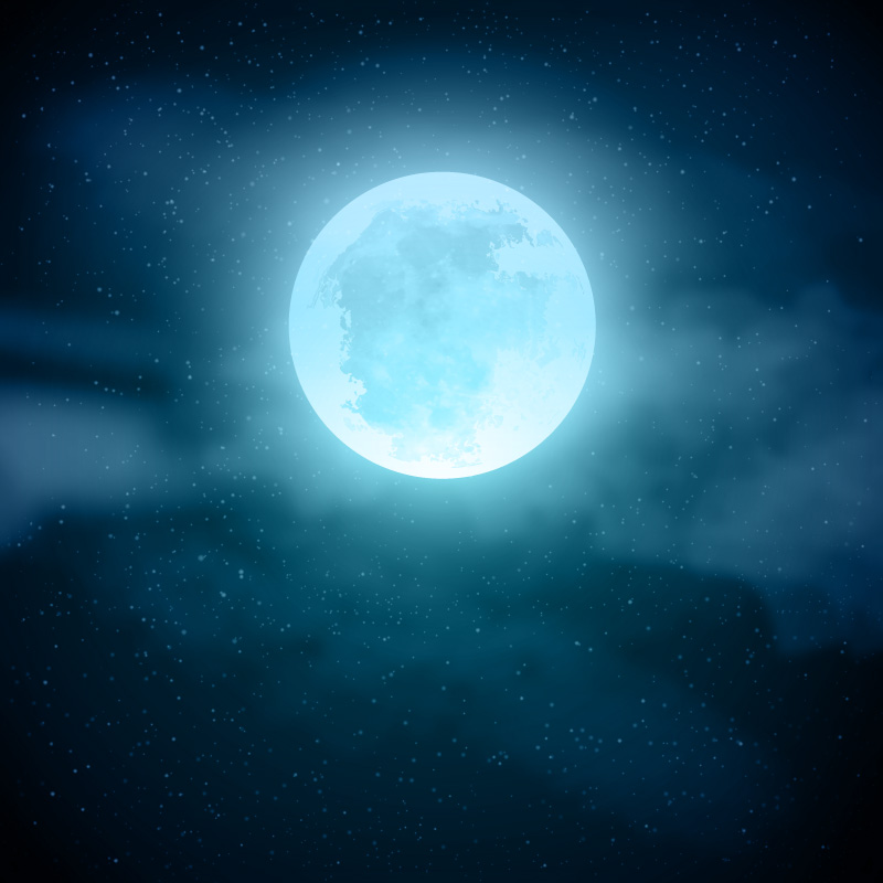 蓝色月亮的夜景矢量素材(EPS/AI)