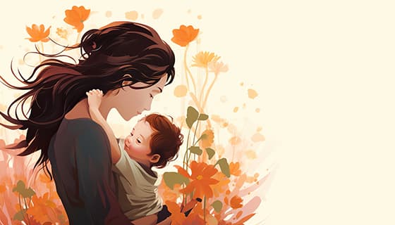 母亲抱着孩子设计母亲节插画图片素材(JPG)