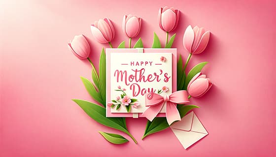 漂亮的花朵设计粉色母亲节快乐贺卡/背景图片素材(JPG)