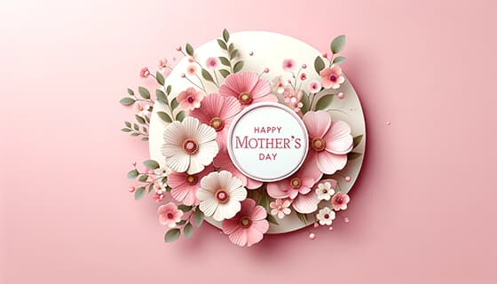 漂亮的花朵设计粉色母亲节快乐贺卡/背景图片素材(JPG)