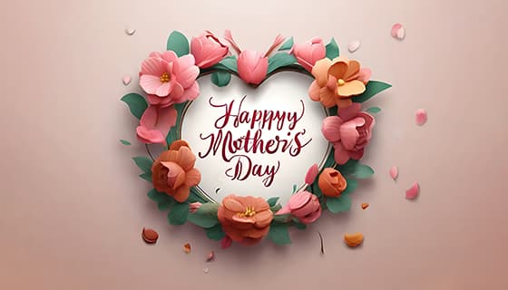 多彩漂亮花卉和 happy mother’s day 字母设计母亲节背景图片素材(JPG)