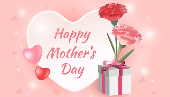 玫瑰花和礼物设计粉色母亲节背景矢量素材(EPS)