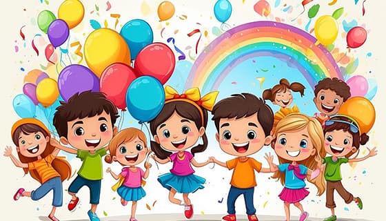 开心庆祝六一儿童节的小朋友们图片素材(JPG)