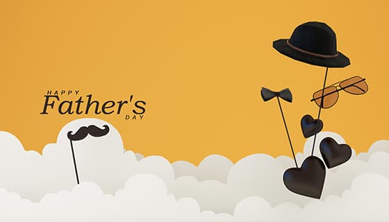 八字胡绅士帽气球等设计父亲节背景图片素材(JPG)