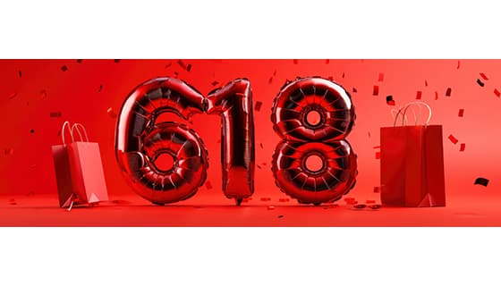 数字618气球设计火红电商促销banner图片素材(JPG)
