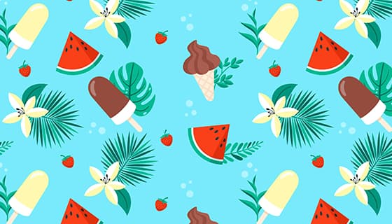 西瓜雪糕冰淇淋设计夏天背景图片矢量素材(AI/EPS)
