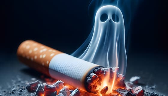 香烟里飘出的幽灵设计戒烟禁毒图片素材(JPG)