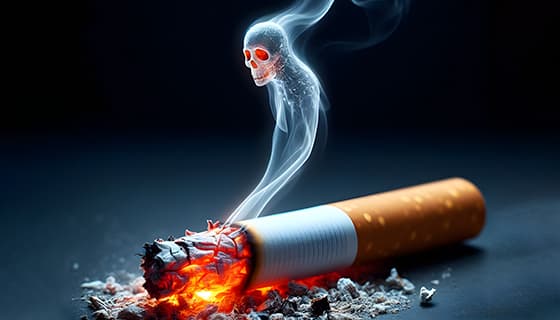 香烟里飘出的骷髅设计戒烟禁毒图片素材(JPG)