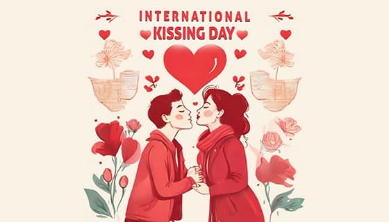 接吻的情侣恋人设计国际接吻日图片素材(PSD)
