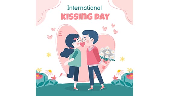 幸福接吻的情侣恋人设计国际接吻日矢量素材(AI/EPS)