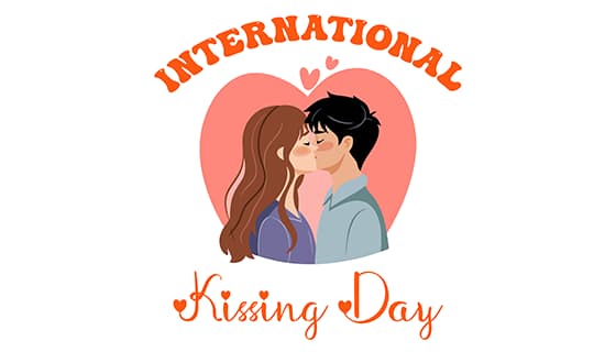 幸福接吻的情侣恋人设计国际接吻日矢量素材(EPS)