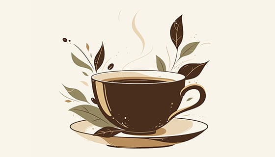 叶子点缀的美味咖啡矢量素材(EPS)