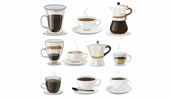 十个咖啡和咖啡壶矢量素材(EPS)