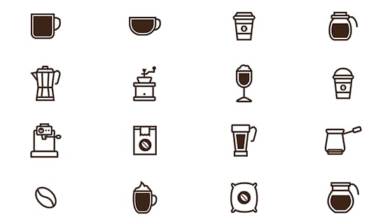 16个关于咖啡的图标矢量素材(EPS)