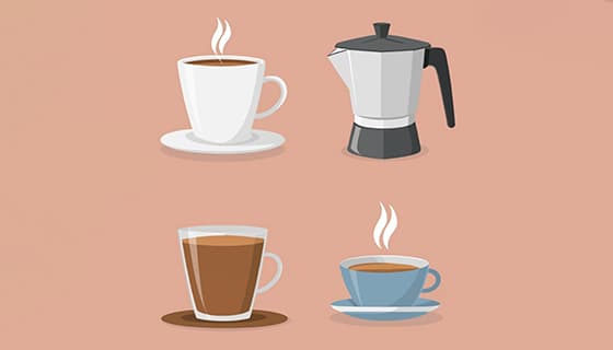 四个扁平风格的咖啡图标矢量素材(EPS)