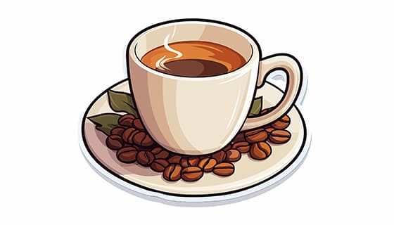 冒热气的咖啡和咖啡豆矢量素材(EPS)
