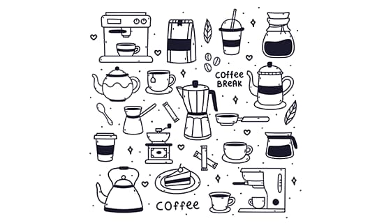 手绘风格的咖啡图标矢量素材(EPS)
