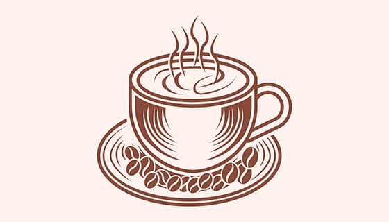 手绘风格的咖啡和咖啡豆矢量素材(EPS)