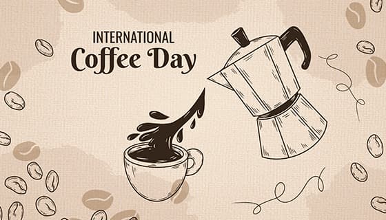 咖啡壶里倒出咖啡设计国际咖啡日矢量素材(AI/EPS)