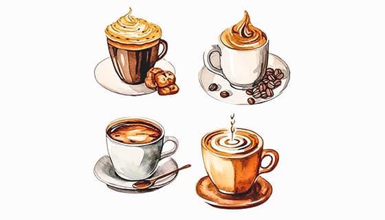 水彩风格的咖啡矢量素材(EPS)