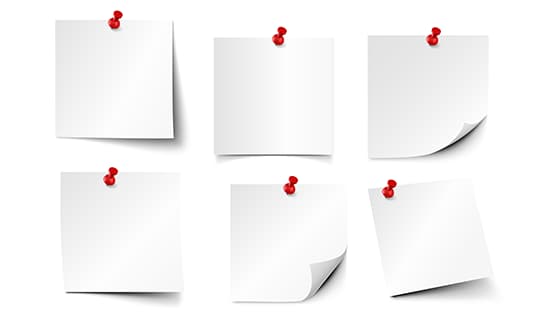 六个逼真的白色便签矢量素材(EPS)