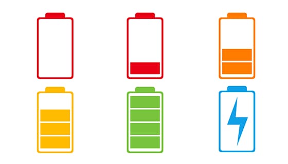 电池充电和不同电量的图标矢量素材(EPS)
