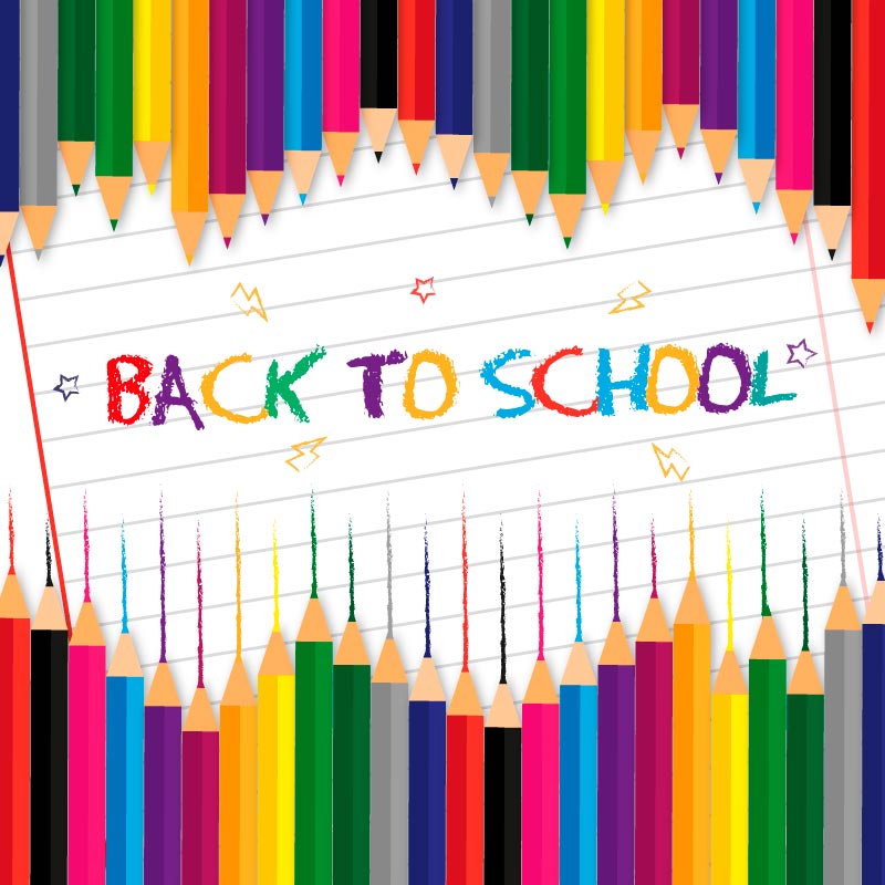 彩色铅笔设计开学季返校矢量素材(EPS/AI)