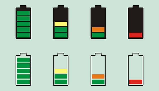 八个不同电量的电池图标矢量素材(EPS)