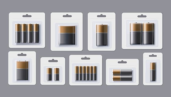 不同大小和包装的蓄电池矢量素材(EPS)