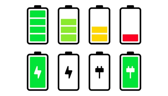 八个电池电量图标矢量素材(EPS)