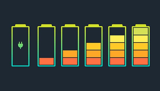 不同颜色和电量的电池图标矢量素材(EPS)