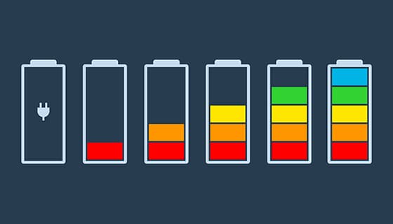 不同颜色和电量的电池图标矢量素材(EPS)