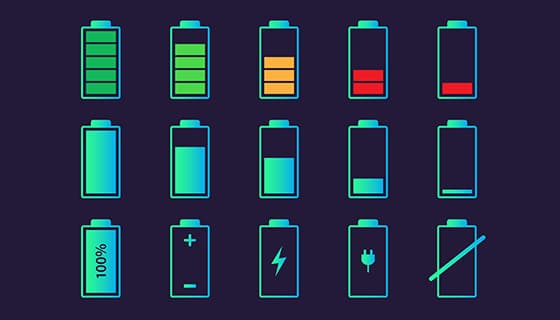 15个不同样式的电池图标矢量素材(EPS)