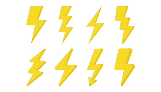 八个不同样式的黄色闪电图标矢量素材(EPS)