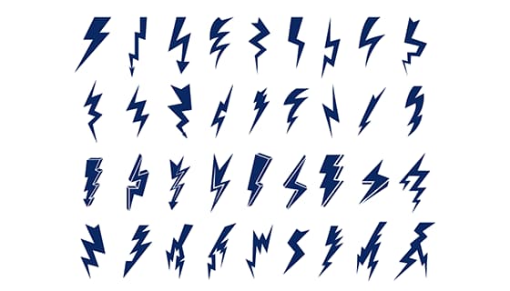 36不同样式的蓝色闪电图标矢量素材(EPS)