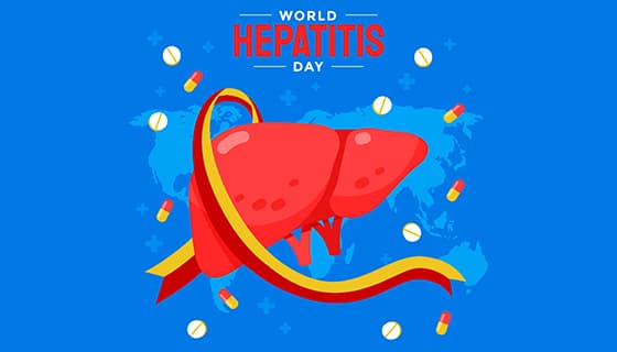 世界地图和肝脏设计世界肝炎日矢量素材(AI/EPS)