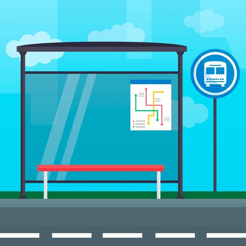 空旷的公交车站矢量素材(EPS/AI)