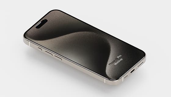 原色钛金属 iPhone 15 Pro Max 手机素材(PSD)